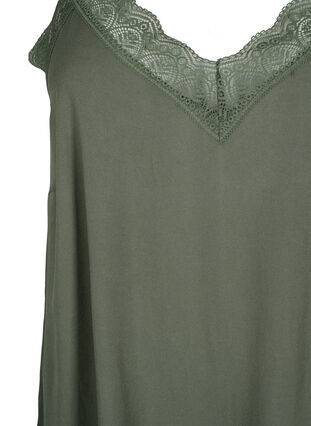 Zizzifashion Lace top in viscose, Thyme, Packshot image number 2