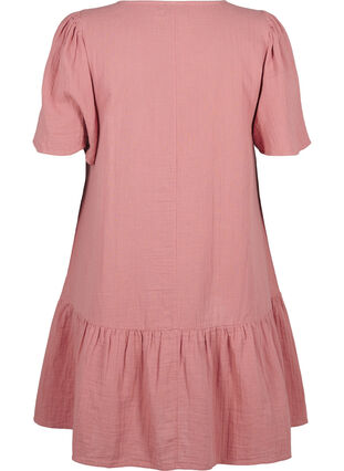 Zizzifashion Cotton short-sleeved dress with a-line cut, Old Rose, Packshot image number 1