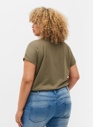 Zizzifashion Short sleeved cotton blend t-shirt, Dusty Olive, Model image number 1