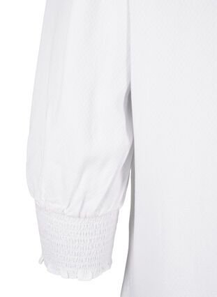 Zizzifashion Viscose blouse with smock and ruffle detail, Bright White, Packshot image number 3