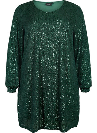 Zizzifashion Short sequin dress with long sleeves, Scarab, Packshot image number 0