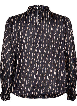 Zizzifashion Printed blouse with smock, Black Weaves AOP, Packshot image number 1