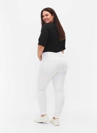 Zizzifashion Super slim Amy jeans with high waist, White, Model image number 1