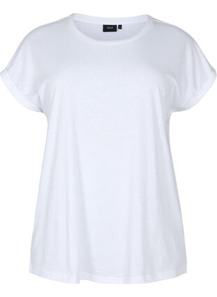 Zizzifashion Short sleeved cotton blend t-shirt, Bright White, Packshot image number 0