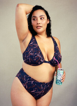Zizzifashion High-waisted bikini bottoms with high-cut leg, Graphic Print, Image image number 0