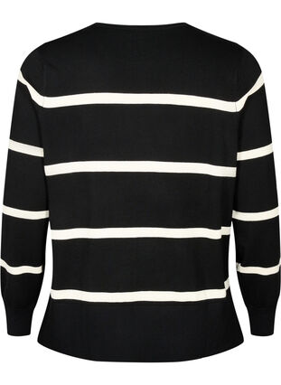 Zizzifashion Knitted viscose blouse with stripes, Black Comb, Packshot image number 1