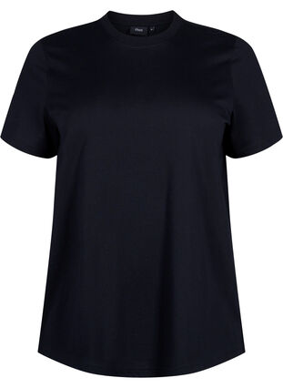 Zizzifashion Basic cotton T-shirt with round neck, Black, Packshot image number 0