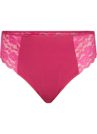 Zizzifashion Brazilian microfibre panties with lace, Rumba Red, Packshot image number 0