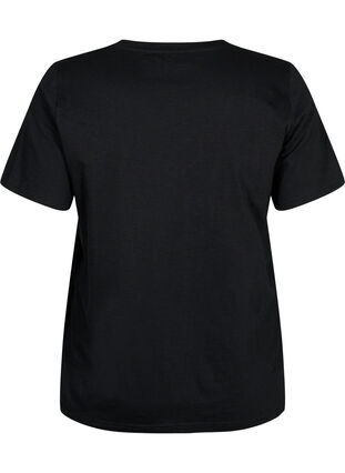 Zizzifashion Short sleeve basic t-shirt with v-neck, Black, Packshot image number 1
