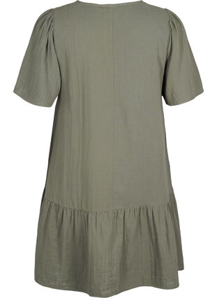 Zizzifashion Cotton short-sleeved dress with a-line cut, Thyme, Packshot image number 1