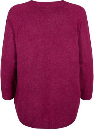 Zizzifashion Knitted melange pullover with pearl buttons on the sides	, Raspberry Mel., Packshot image number 1