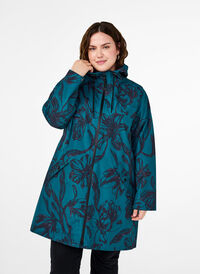 Rain jacket with print, Deep Teal Black, Model