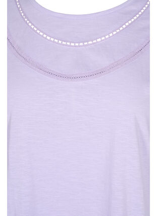 Zizzifashion Cotton t-shirt with lace ribbon, Lavender, Packshot image number 2