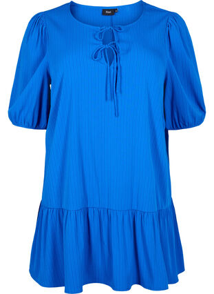 Zizzifashion Tunic in viscose with ties, Princess Blue, Packshot image number 0