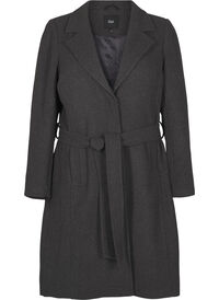 Long wool coat with belt