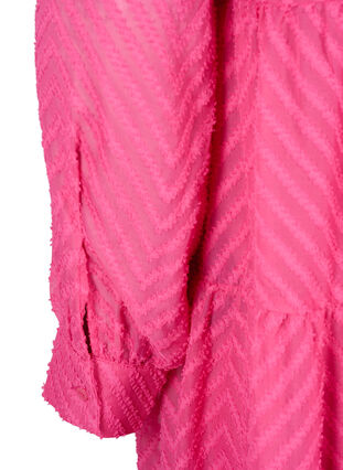 Zizzifashion Textured short dress with a ruffle collar, Magenta, Packshot image number 3