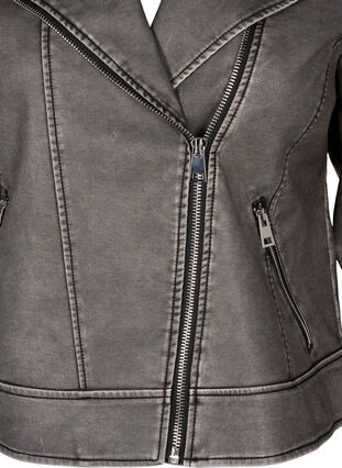 Zizzifashion Distressed imitation leather jacket, Dark Grey Wash, Packshot image number 2