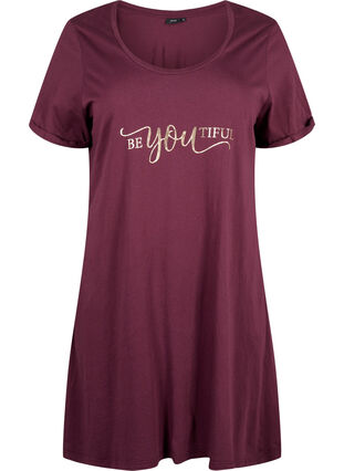 Zizzifashion Short-sleeved nightgown in organic cotton, Fig Be You, Packshot image number 0