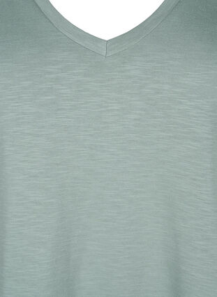 Zizzifashion Short sleeve basic t-shirt with v-neck, Chinois Green, Packshot image number 2