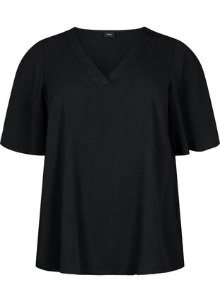 Zizzifashion Short-sleeved blouse with an A-shape, Black, Packshot image number 0