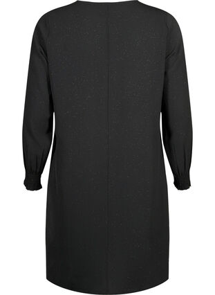 Zizzifashion FLASH - Long sleeve dress with glitter, Black w. Silver , Packshot image number 1