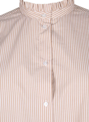 Zizzifashion Striped shirt blouse with ruffles, Silver Mink Stripe, Packshot image number 2
