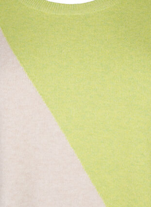 Zizzifashion Knitted blouse with round neck and colorblock, Tender Shoots Comb, Packshot image number 2
