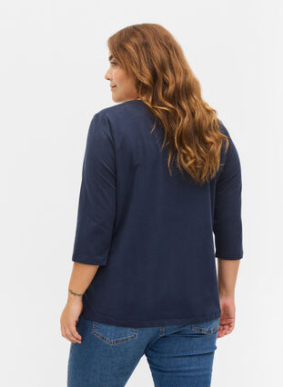 - Basic Sz. t-shirt Zizzifashion with - 42-60 sleeves Blue cotton 3/4 -