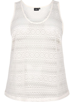 Sleeveless top with hole pattern, Off White, Packshot image number 0