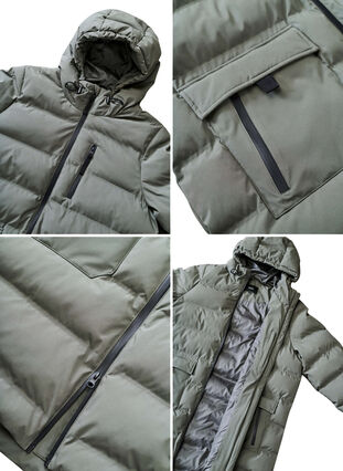 Zizzifashion Puffer coat with hood and pockets, Beluga, Packshot image number 4