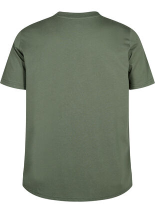 Zizzifashion Basic cotton T-shirt with round neck, Thyme, Packshot image number 1