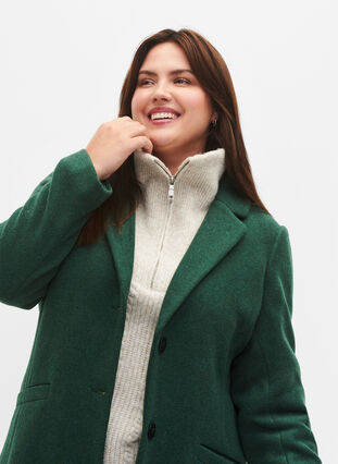 Zizzifashion Coat with buttons and pockets, Trekking Green Mel, Model image number 2