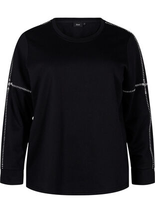 Zizzifashion Sweatshirt with contrast stitching, Black, Packshot image number 0