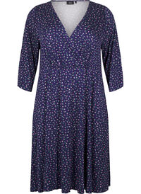 Floral wrap dress with 3/4 sleeves