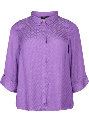 Zizzifashion Shirt in viscose with tone-on-tone pattern, Lavender Violet, Packshot image number 0