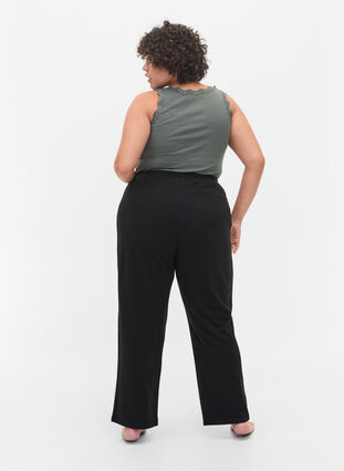 Loose trousers with structure - Black - Sz. 42-60 - Zizzifashion