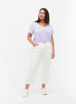 Zizzifashion Basic plain cotton t-shirt, Lavender, Model image number 2