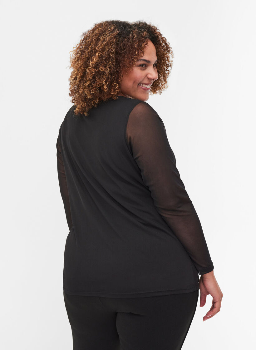 SALE! Plus Size Black Stretchy Sheer and Glittery Sheer Side Inset
