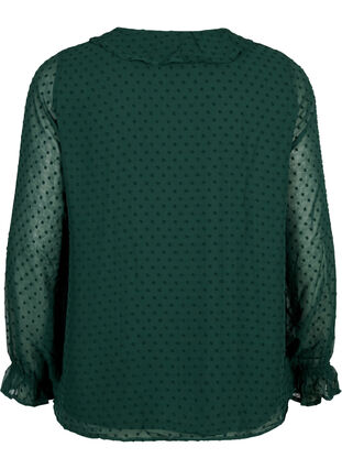 Zizzifashion Blouse with ruffles and dotted texture, Scarab, Packshot image number 1