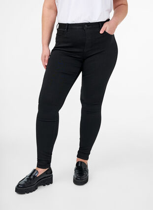 Zizzifashion Stay black Amy jeans with high waist, Black, Model image number 2