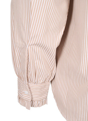 Zizzifashion Striped shirt blouse with ruffles, Silver Mink Stripe, Packshot image number 4