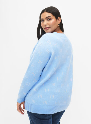 Zizzifashion Patterned pullover, Blue Bell/Birch, Model image number 1