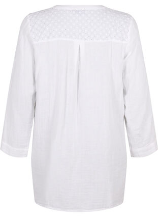 Zizzifashion Tunic in cotton with embroidery anglaise, Bright White, Packshot image number 1