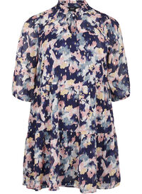 Tunic with floral print and lurex