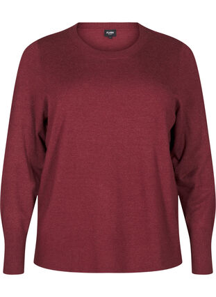 Zizzifashion FLASH - Knitted blouse with a round neck, Merlot Mel., Packshot image number 0