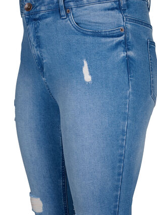 Zizzifashion Amy jeans with super slim fit and ripped details, Blue denim, Packshot image number 2