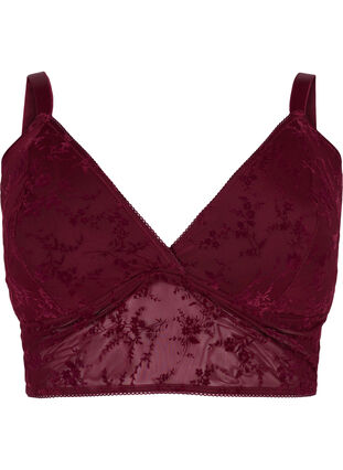 Plus Size Burgundy Red Lace Strap Detail Padded Underwired