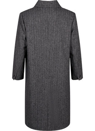 Zizzifashion Long wool coat with herringbone pattern, Dark Grey Melange, Packshot image number 1