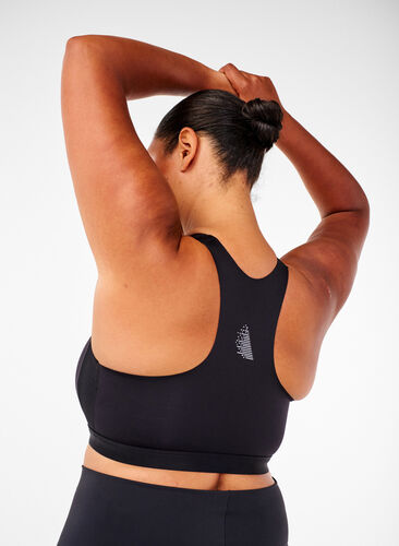 Zizzifashion Sports bra with a front closure and high support, Black, Model image number 1