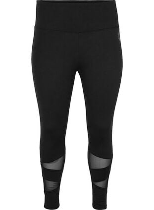 Sports leggings with mesh - Black - Sz. 42-60 - Zizzifashion